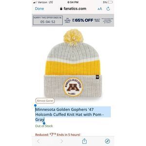 Minnesota Golden Gophers '47 Holcomb Cuffed Knit Hat with Pom - Gray New